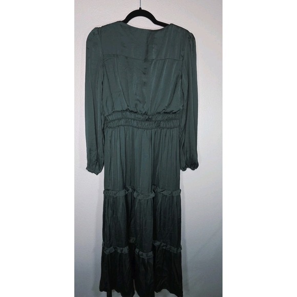 Bhme Green Prairie Maxi Dress Long Sleeve Tiered Ruffle Cottagecore Boho Size S Bhme Green Prairie Maxi Dress Long Sleeve Tiered Ruffle Cottagecore Boho Size S
